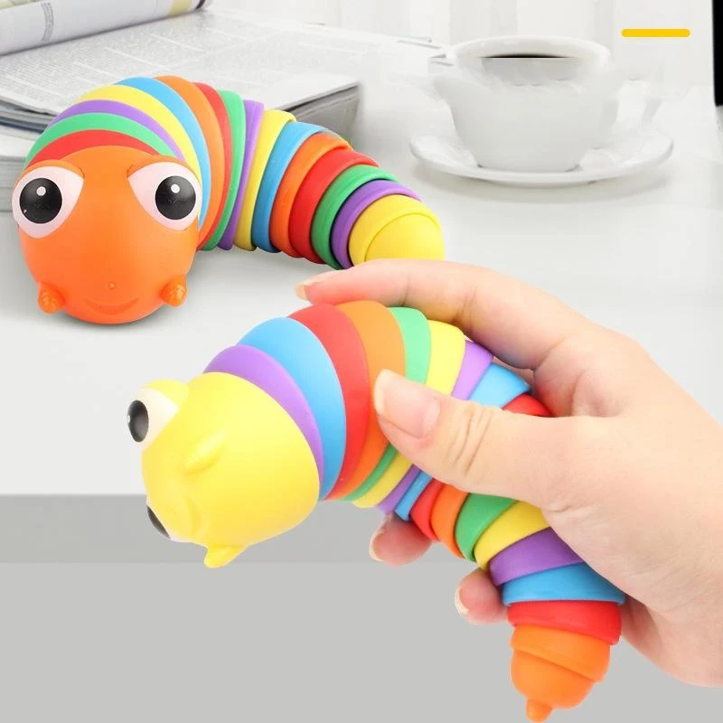 3D Fidget Toys Colorful Large Eyed Caterpillar Slug Twist and Crawl Anti Anxiety Relief Stress Relief Children\'s Adult Gift