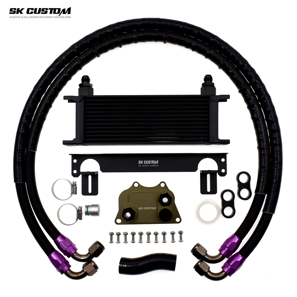 

SK CUSTOM для Volkswagen Second GEN2 EA888 масляный радиатор двигателя для Audi 1,8 T 2,0 T комплект масляного радиатора Golf MK5 MK6 модификация автомобиля