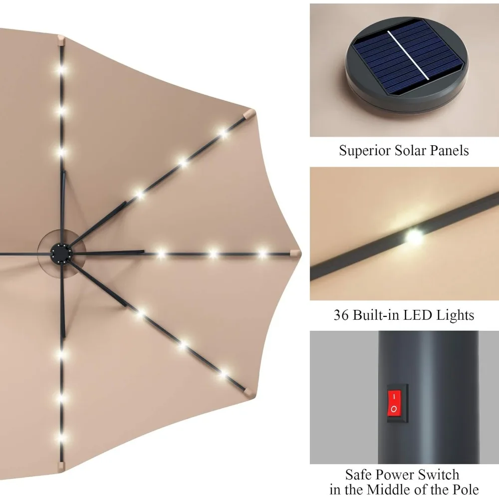 15 Ft Double Sided Patio Umbrella with Solar Lights 6