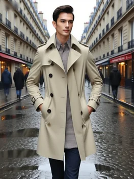 Giacca a vento da uomo d'affari giacca lunga giacca a vento in puro cotone casual 2025 primavera estate autunno inverno abito moda street wear 1