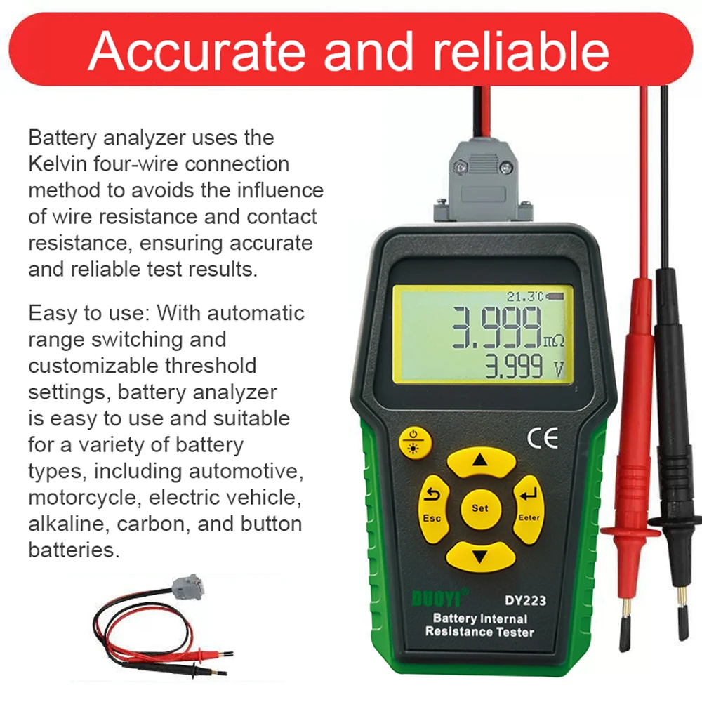 배터리 내부 저항 테스터 자동 셧다운 배터리 분석기, 백라이트 배터리 전압 검출기, 대형 디지털 디스플레이