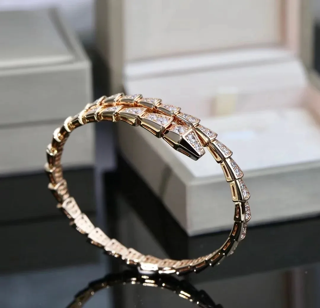 

2024 New European High end Jewelry 925 Sterling Silver Double Ring Snake Bone Bracelet, Women's Fashion Luxury Brand Festival Gi