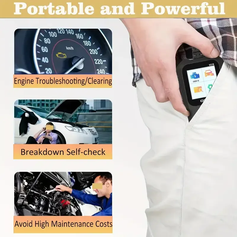 V318 OBD2 Car Scanner Diagnostic Scan Tool, Color ScreenVehicle Fault Code Reader, Auto Read Fault Code Check Engine Light 5