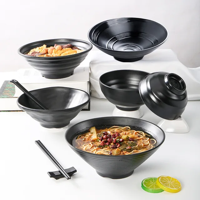 Insalata di frutta Stoviglie per fast food Ciotola per tagliatelle in plastica stile giapponese Ciotola per ramen per uso domestico Ciotola per zuppa 5