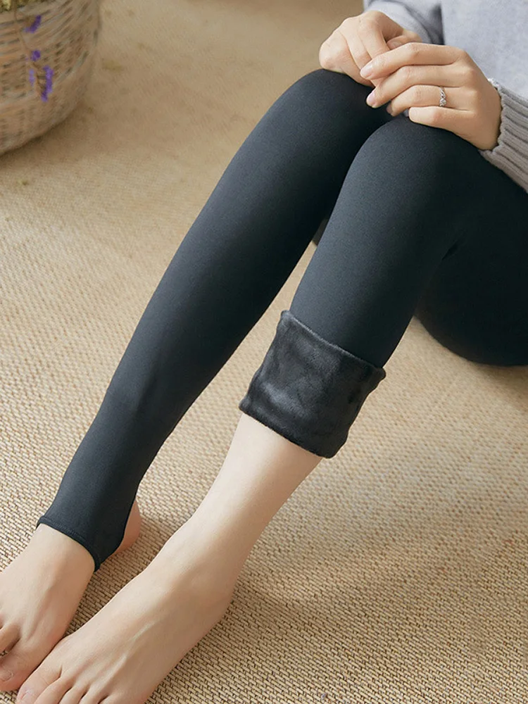 Warm Pantyhose Women Winter Leggings Thermal Pants High Waist Velvet Tights Thick Wool Stretch Solid Color Casual Leggins