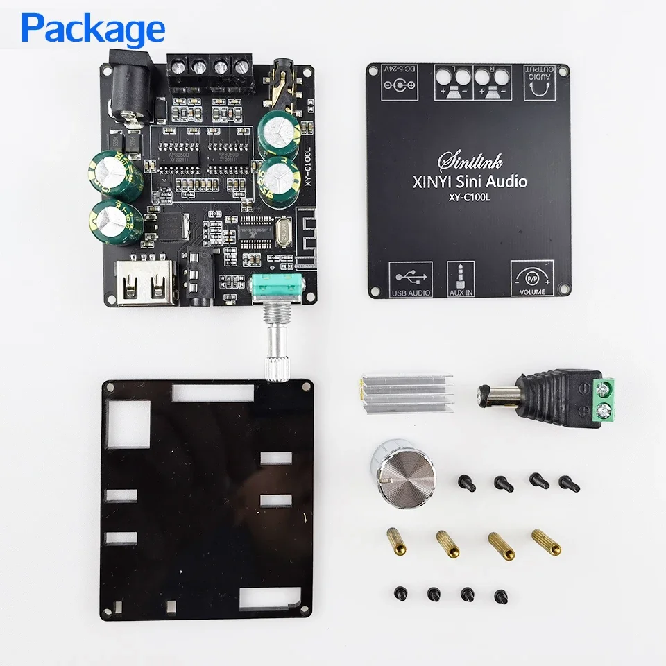 2*100W Bluetooth 5.0 디지털 전력 증폭기 보드 AUX 스피커 2.0 CH 스테레오 홈 음악 무선 모듈 오디오 앰프