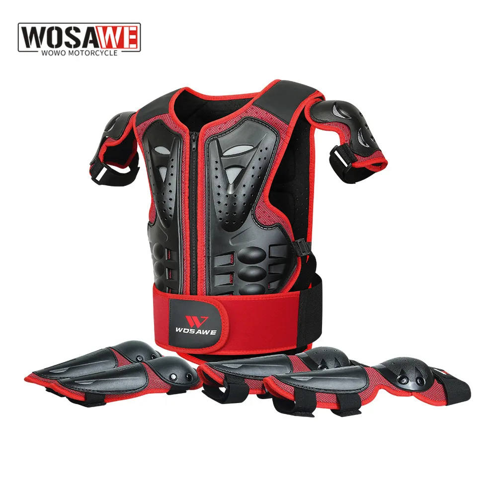 Motocross Gear Set WOSAWE 5-10 years old Kids Full Body Armor motocross outfit Vest Sports 4WD Skateboard Skating Skiing Child Armor Gear Set