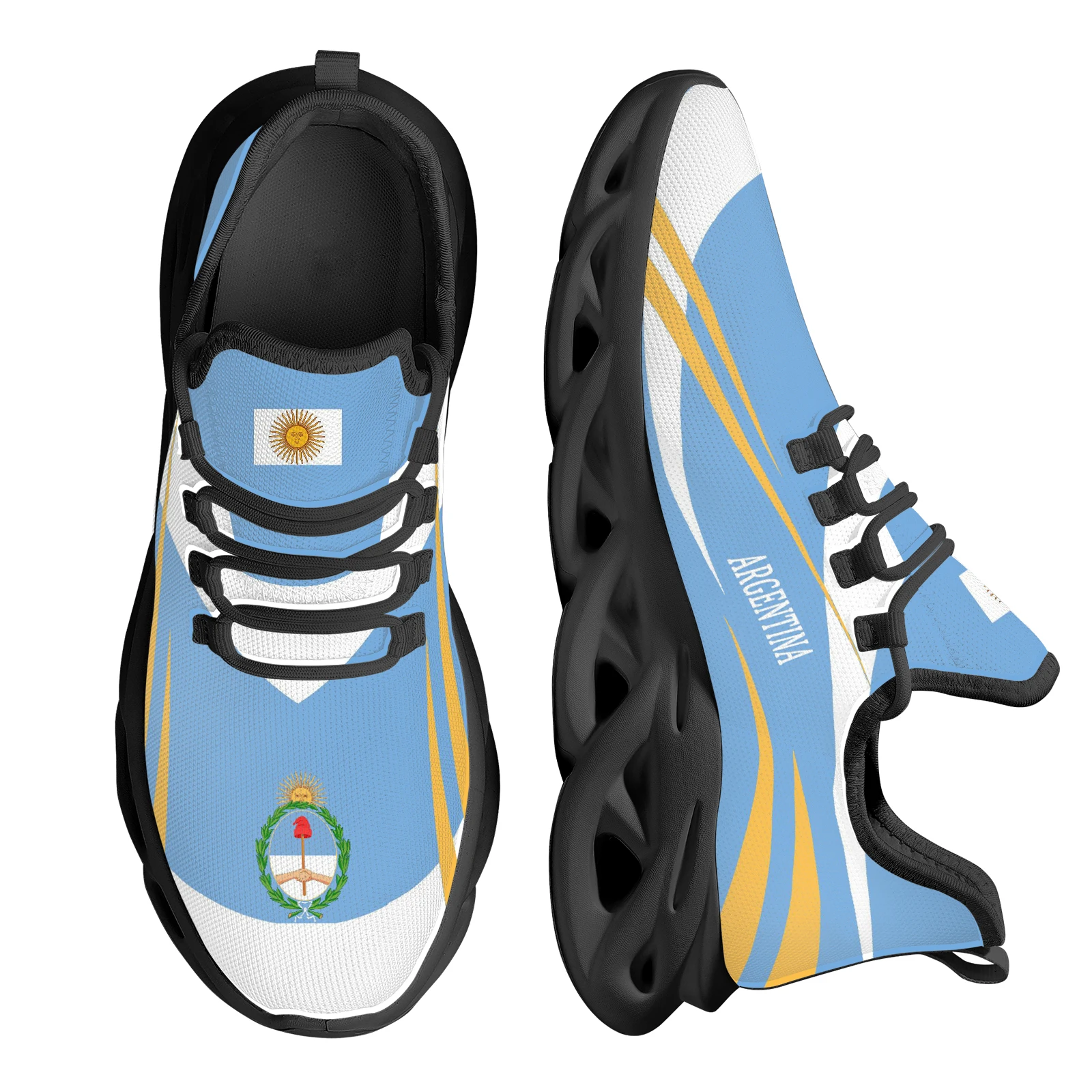 

INSTANTARTS Argentina Country Flag Design Lightweight Breathable Shoes Lace Up Platform Sneakers Basketball Sport Shoes Zapatos