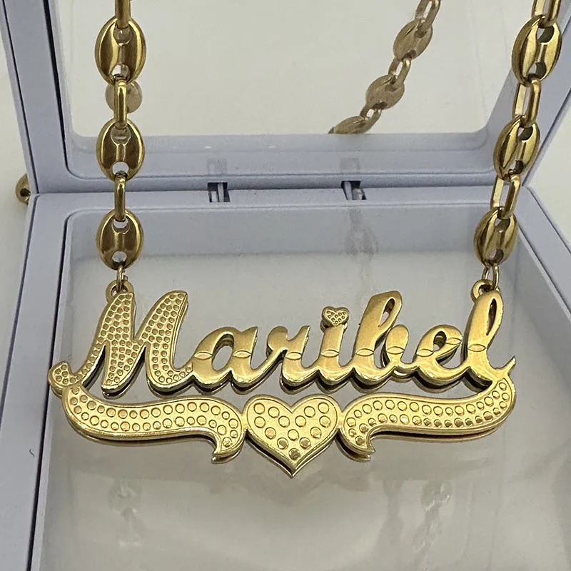 Customized Laser Cutting Bridal Lovers Best Friends Chunky Necklace Ladies Decorative Vintage Young Name Men Casual New Design