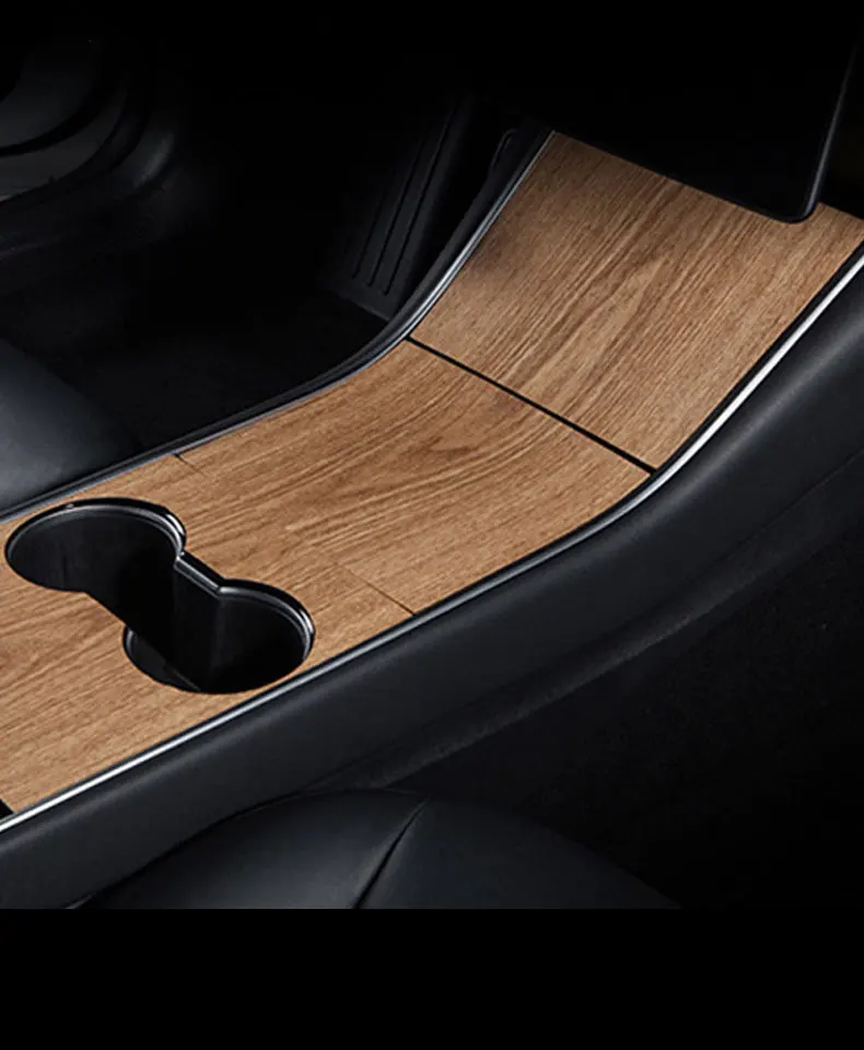 Für Tesla Center Sticker 2017-2020 Model 3 Holz-Mittelkonsolen-Panel Holzmaserungsfilm Zentralsteuerung Armaturenbrett-Abdeckung Aufkleber – Detail 3