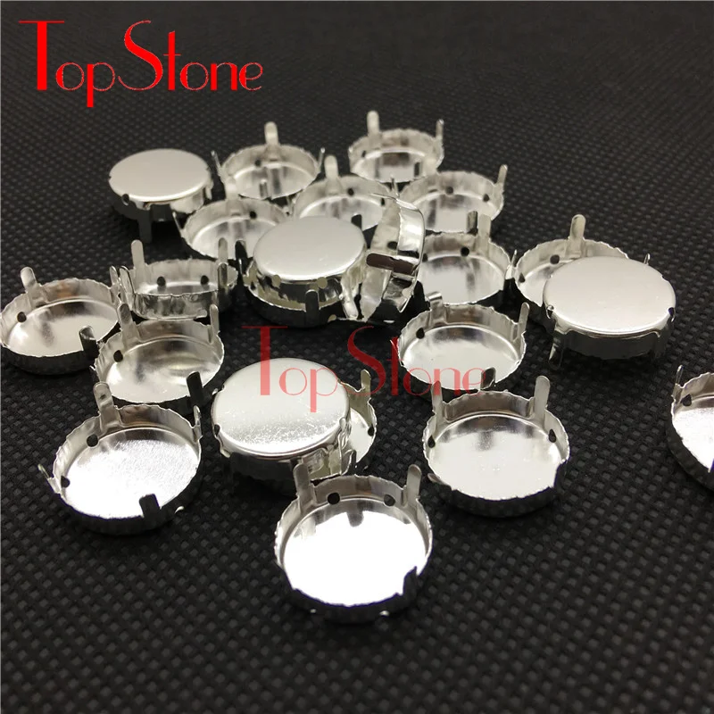 Metal Beads 3~27mm Round Metal Claw Silver/Brass Color Closed/Hollow Back For Setting Round Rivoli Crystal Jewerly
