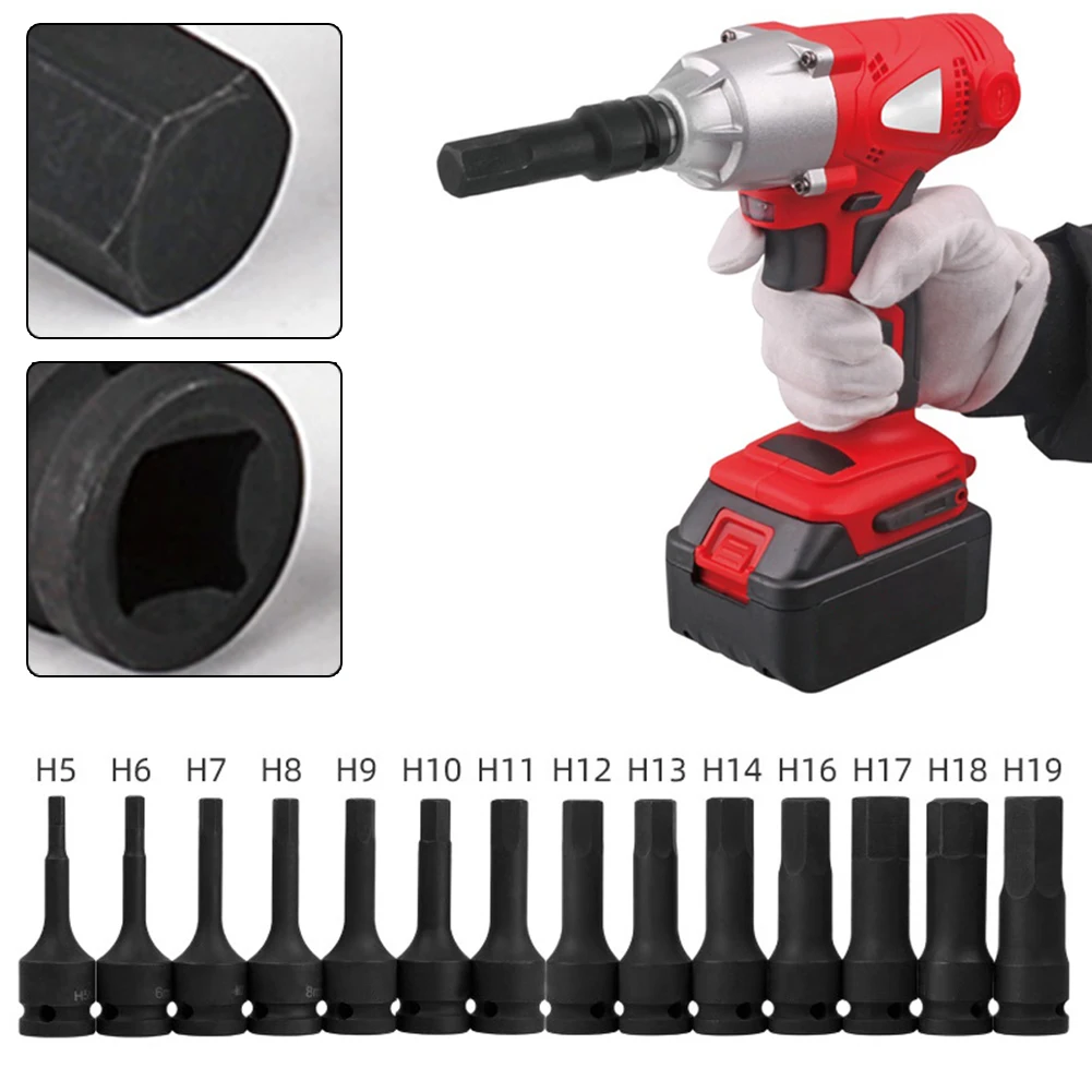 Metrischer 1/2-Zoll-Antrieb, Impacts-Steckschlüsselsatz, Sechskant-Bits, langer Lufttreiber H4/H5/H6/H7/H8/H9/H10/H11/H12/H13/H14/H15/H17/H18/H19 – Detail 4