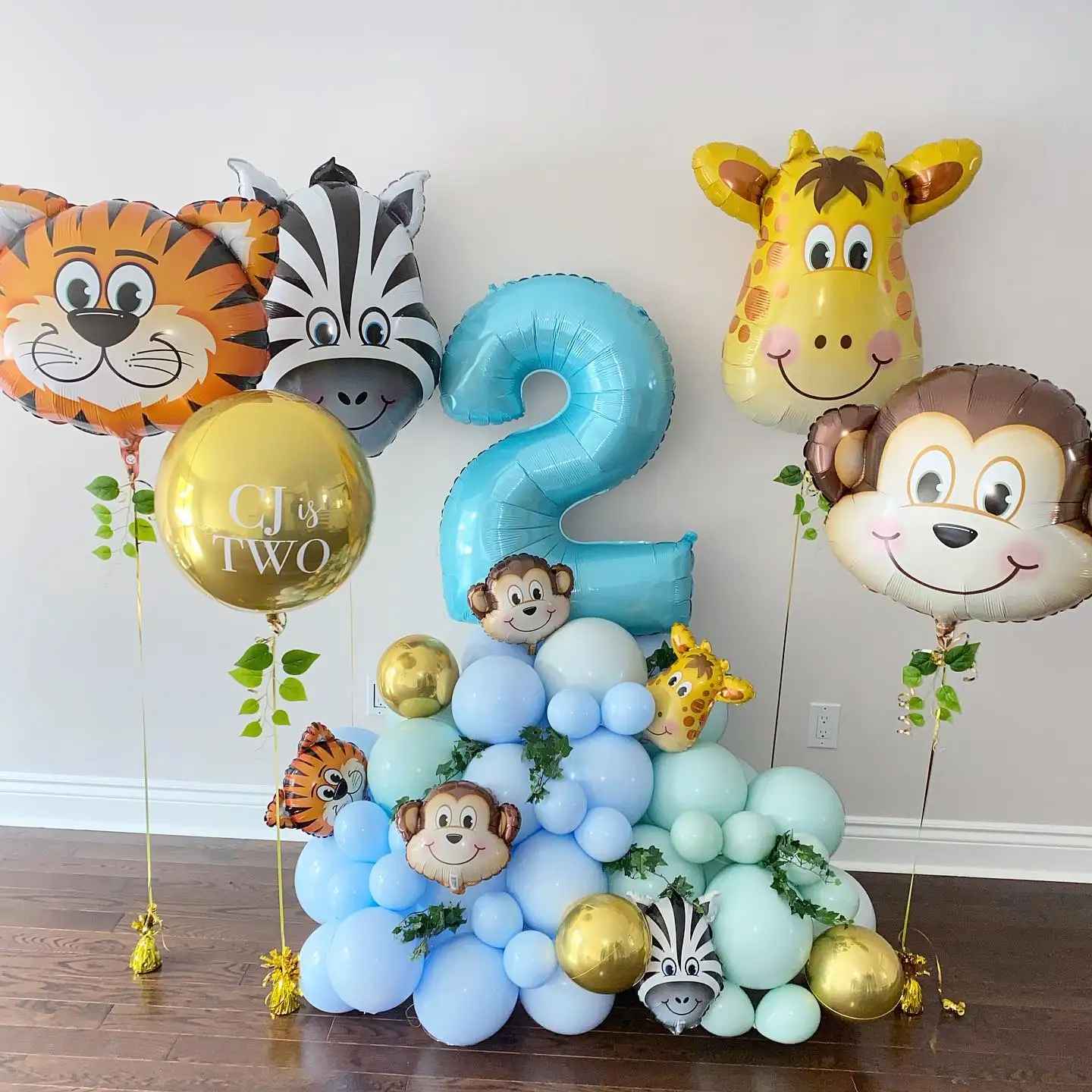 

61pcs Birthday Party Decorations Boy Jungle Animal Number Balloons Set 1 Year Old Birthday Party Baby Shower Decor Safari ballon