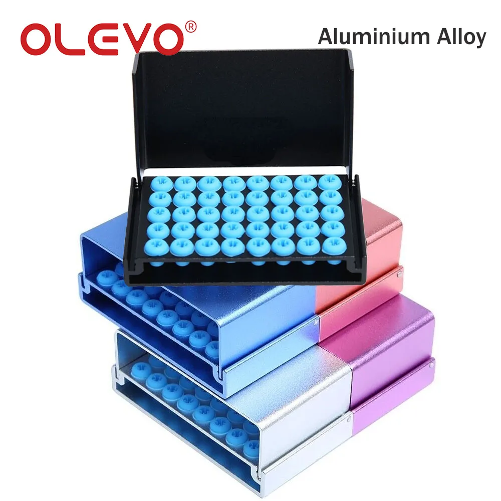 Aluminum Dental Bur Holder Organizer - Autoclavable 40-Slot Disinfection Case
