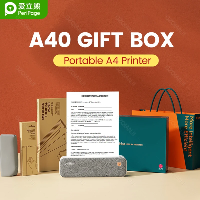 PeriPage A40 Paper Thermal Wirless Mini Printer USB Android Bluetooth Home Office Printing PDF Webpage Picture with Gift Box mini printer peripage