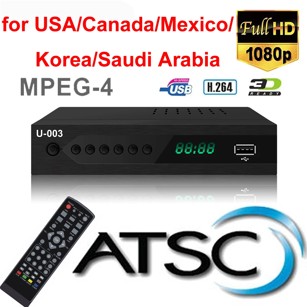 

1080p HD ATSC TV Tuner Livewith Recording&Playback Media Player Set-top BoxFree Digital Channel TV Tuner Suitable for USA/Mexico