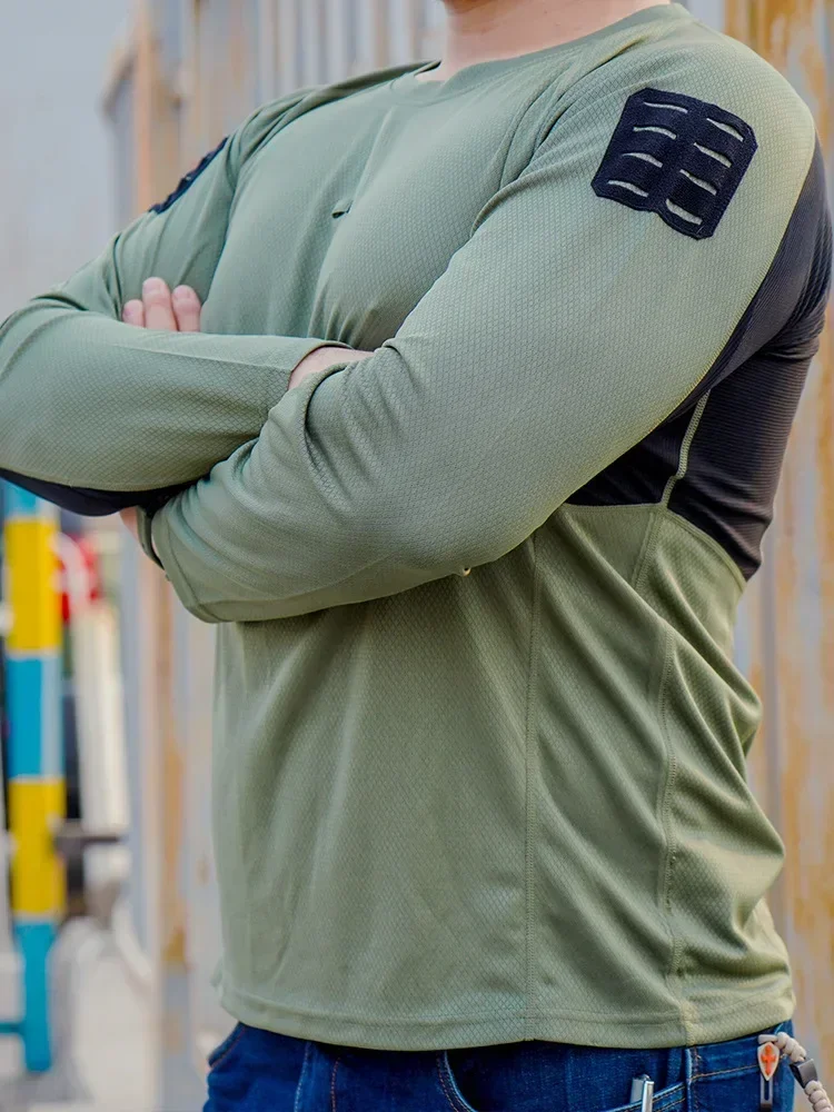 Outdoor Quick Dry Hiking Tactical T-shirt UMP Summer Long Short Sleeve High Elastic Breathable Running Fitness Training T Shirt