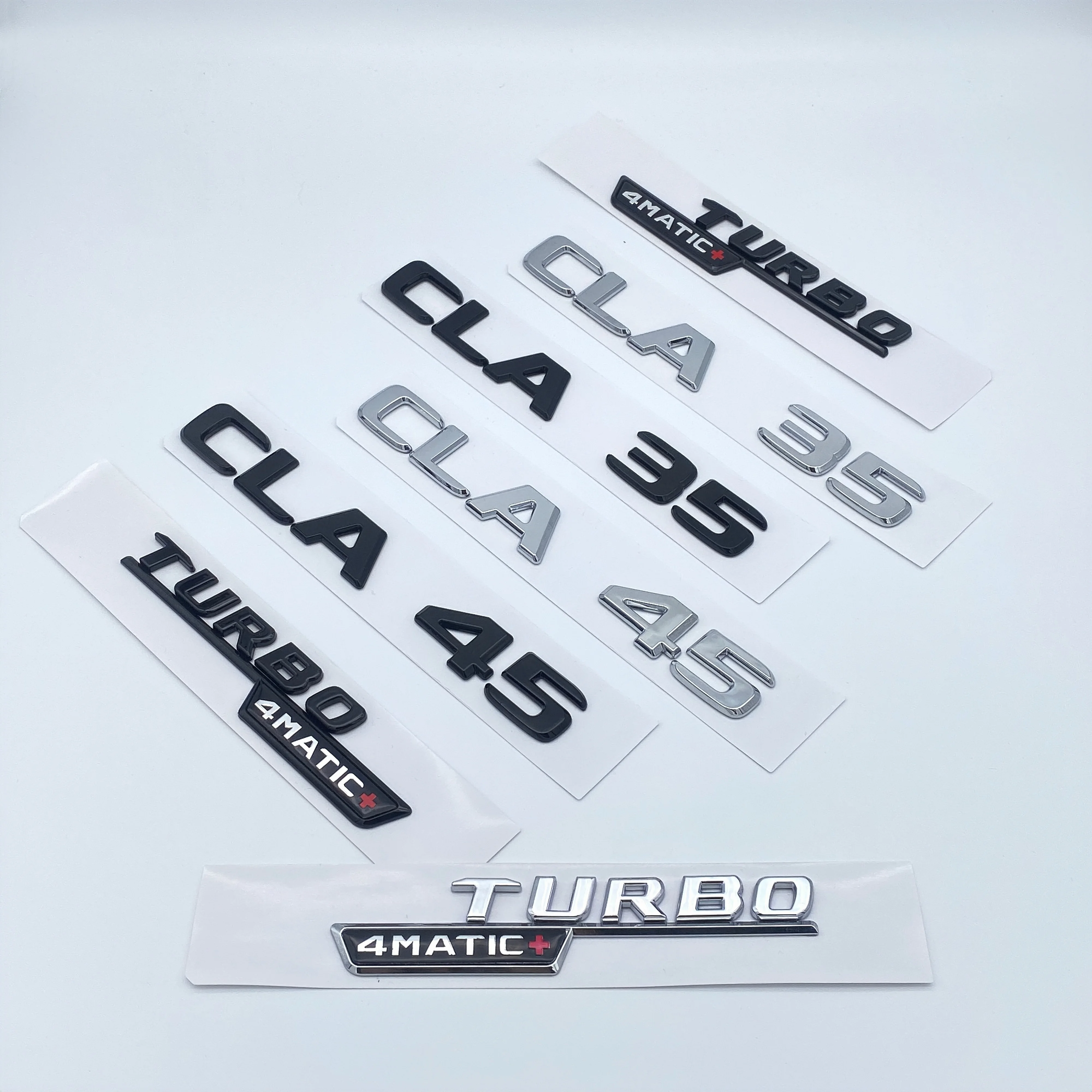 

3D ABS Black Silver Letters CLA35 CLA45 Turbo 4matic+ Emblem for Mercedes Benz AMG Car Fender Trunk Rear C118 W117 Logo Sticker