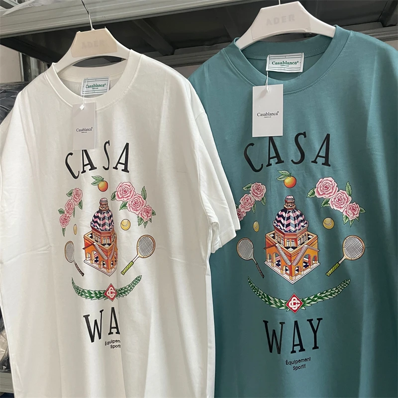 

Top Version 1:1 Castle Tennis Racket Casablanca T Shirt Men Women Oversized Summer Style T-shirt Top Tees
