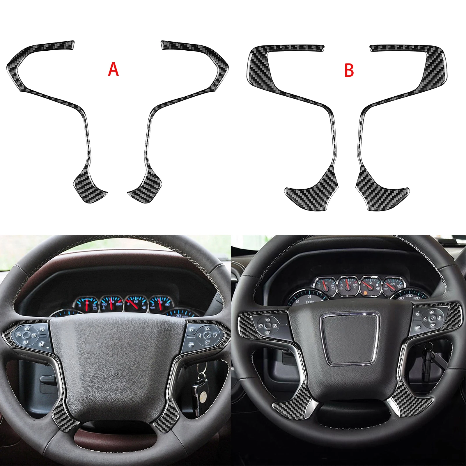 

Панель рулевого колеса из углеродного волокна для Chevrolet Silverado 1500 GMC Sierra 1500 14-18, аксессуары для интерьера автомобиля под дерево, наклейка