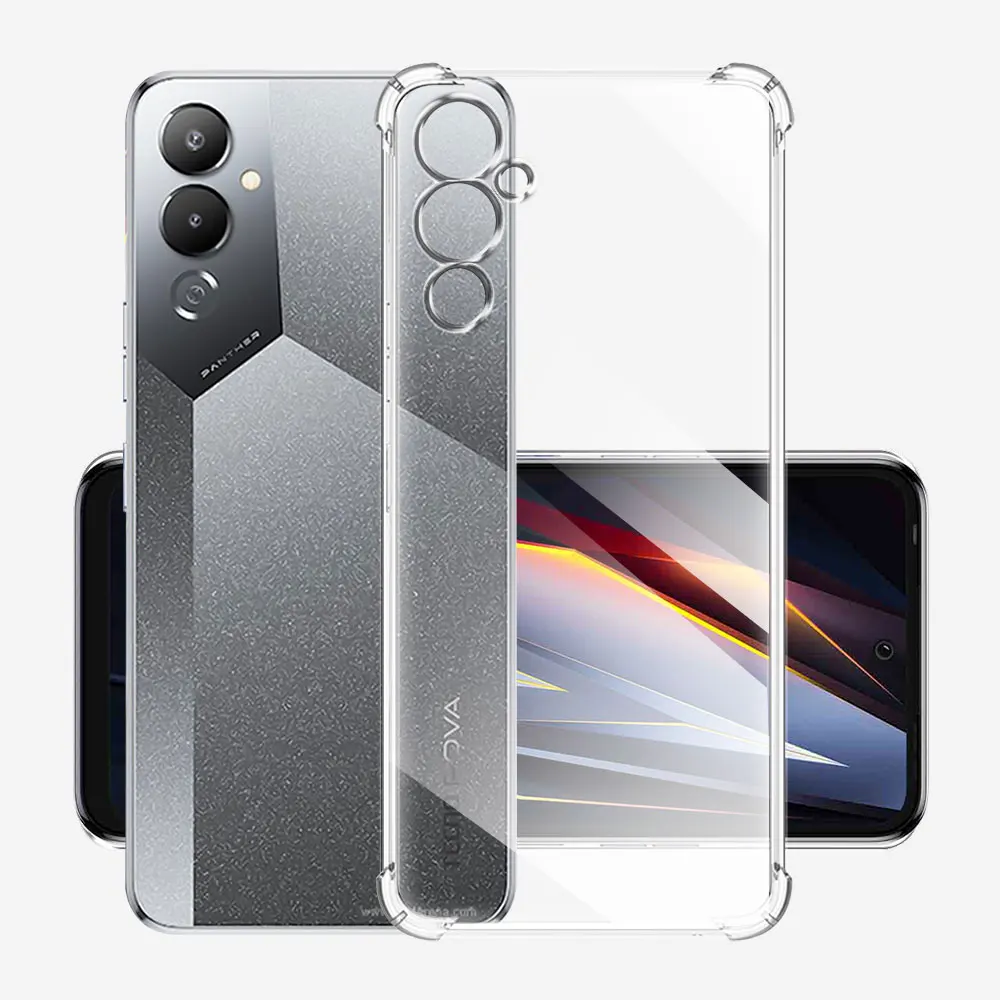 Custodia Protettiva Per Tecno Pova 4 Con Anello Porta E Supporto - Cover Rigida Antiurto, Bordo Rialzato, Colore Nero