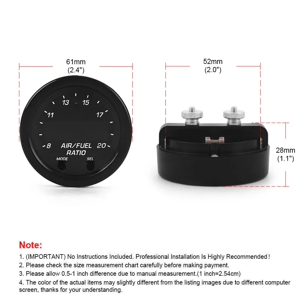 30-0300 X-Series Wideband O2 Air Fuel Ratio Gauge Kit LSU 4.9 0258017025 Oxygen Sensor AFR Sensor Controller Gauge 6