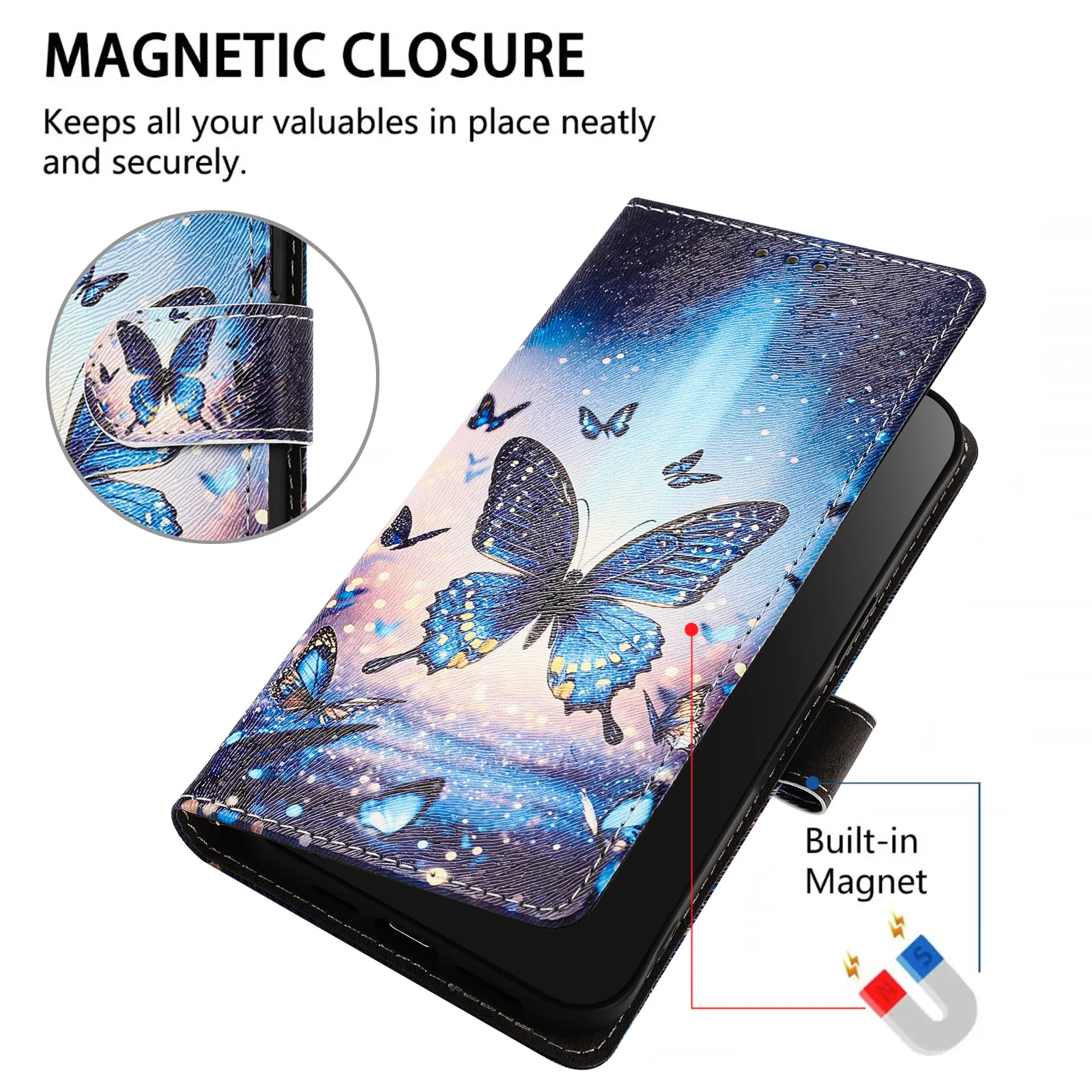 Artistic Leather Flip Phone Case - Patterned Wallet Style Cover