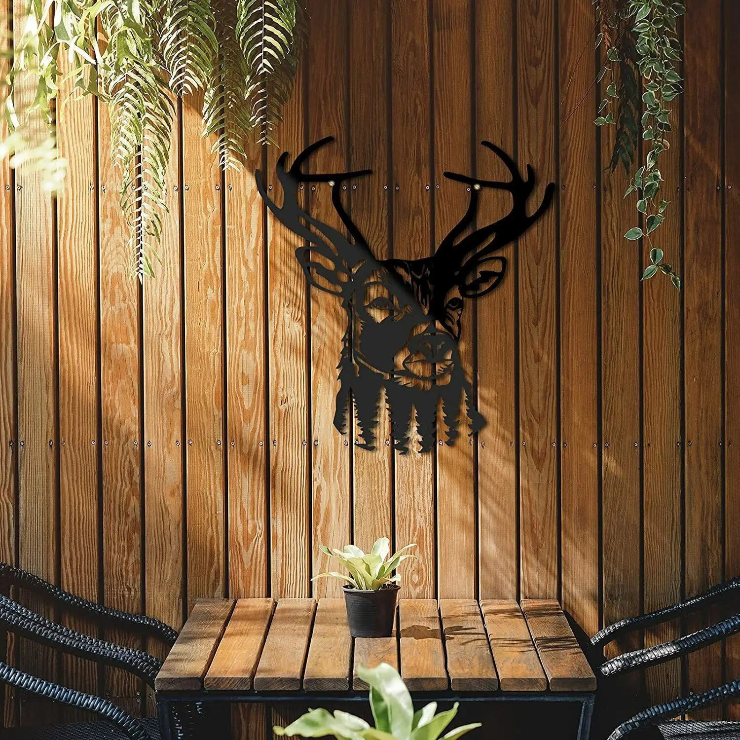 Enseigne Décorative En Bois De Cerf - Style Rustique Et Artisanal - Neuf Fait Main - Thème Chasse Et Pêche