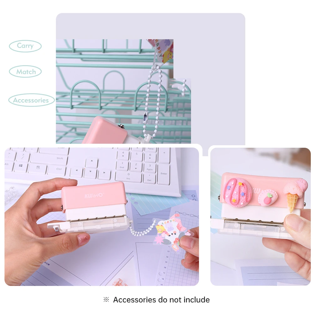 Mini 6-Hole Paper Punch Handheld Plastic Hole Puncher Capacity 2 Sheets for A4 A5 B5 for Notebook Scrapbook Diary Binding YH71