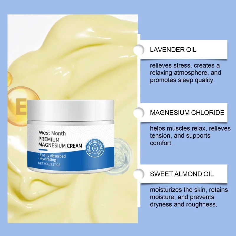 Body Cream Magnesium Moisturizing Soothing Refreshing Lavender Scented Anti Aging
