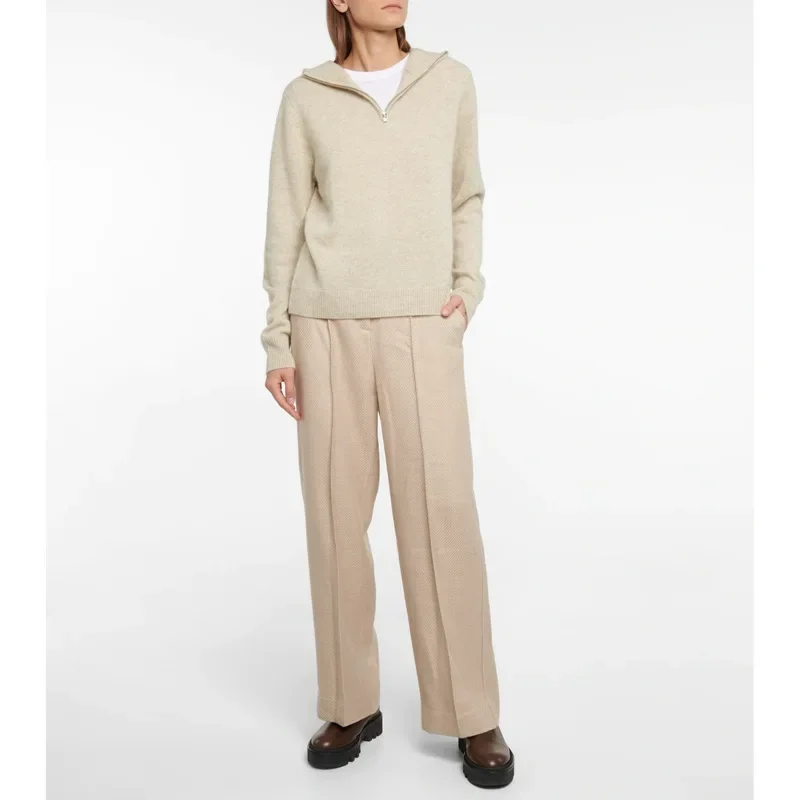 

Autumn Winter Solid Color Straight Pullover Long-sleeved Hooded Wool Women Knitted Sweater