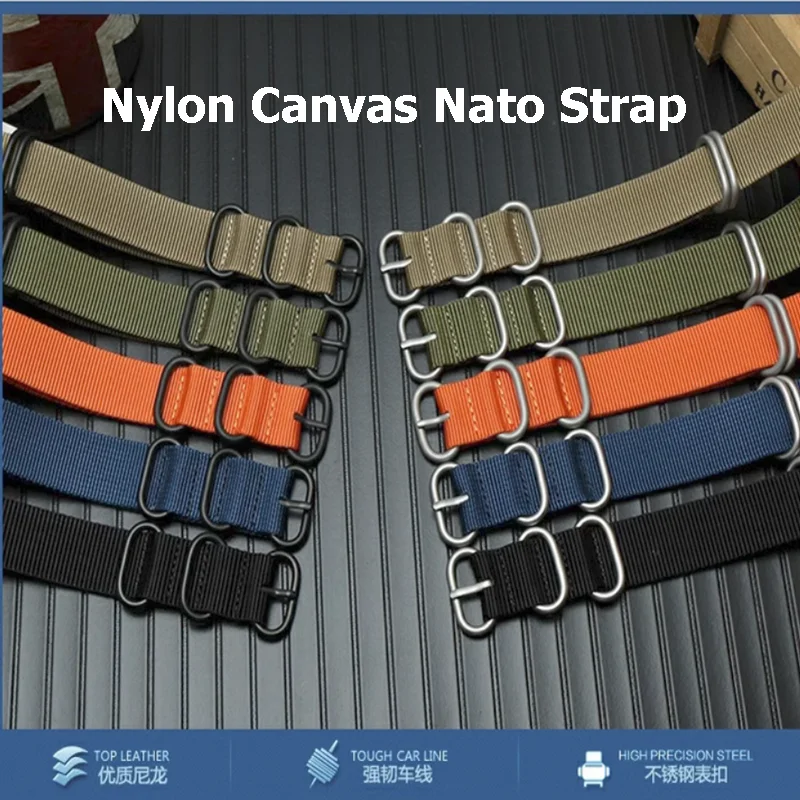 2 Pezzi Cinturino In Nylon Nato Per Smartwatch Dw Seiko Omega Watch Canvas Zulu Bracciale Blu Kaki Verde Nero Cinturini 18/20/22/24Mm
