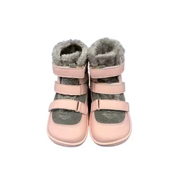TipsieToes Genuine Leather Kids' Winter Snow Boots with Fur Lining - 8 (Pink Grey)