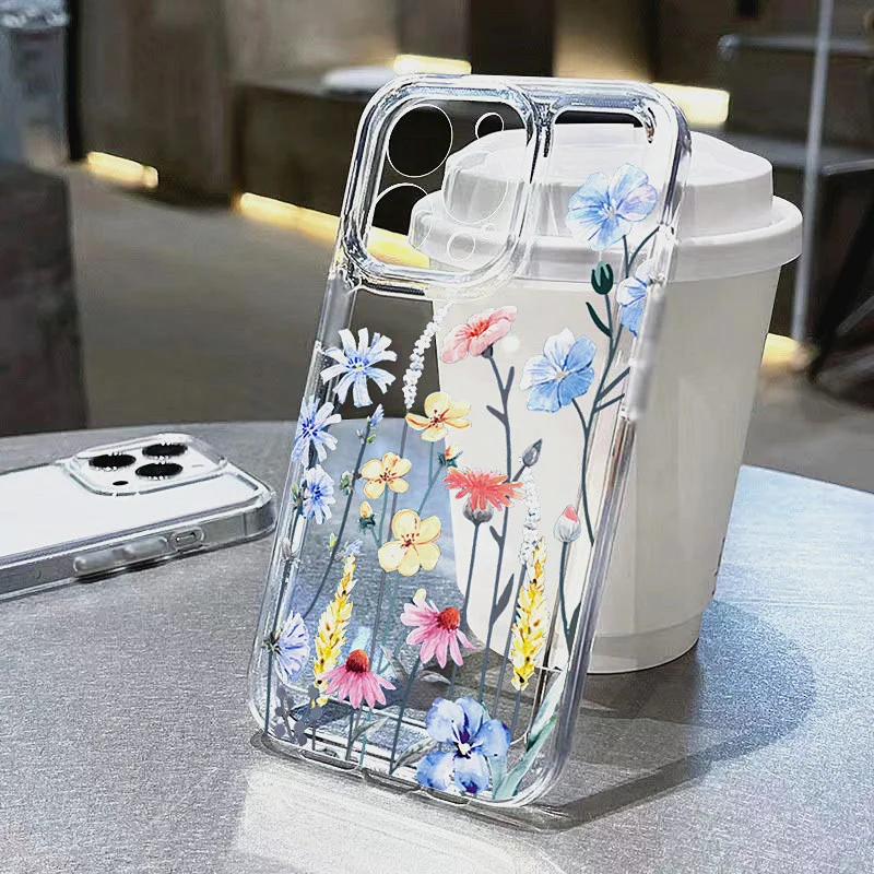 Vibrant Floral Soft TPU Clear Phone Case Cover