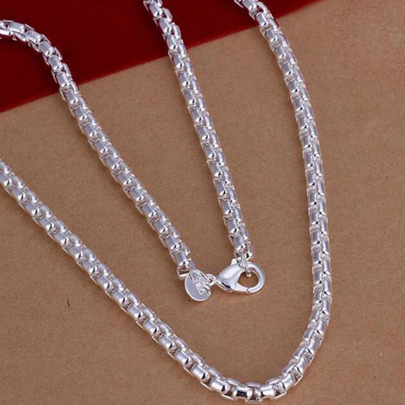 Silver Jewelry Set Aravant 925 Silver Fashion Round Box Chain Bracelet Necklace For Women Wedding Party