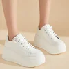 Female's 7cm Bottom White Sneaker Shoes Flat Casual Shoes Simple Shoes for Business Daily Wear Women 2024 Autumn New 4