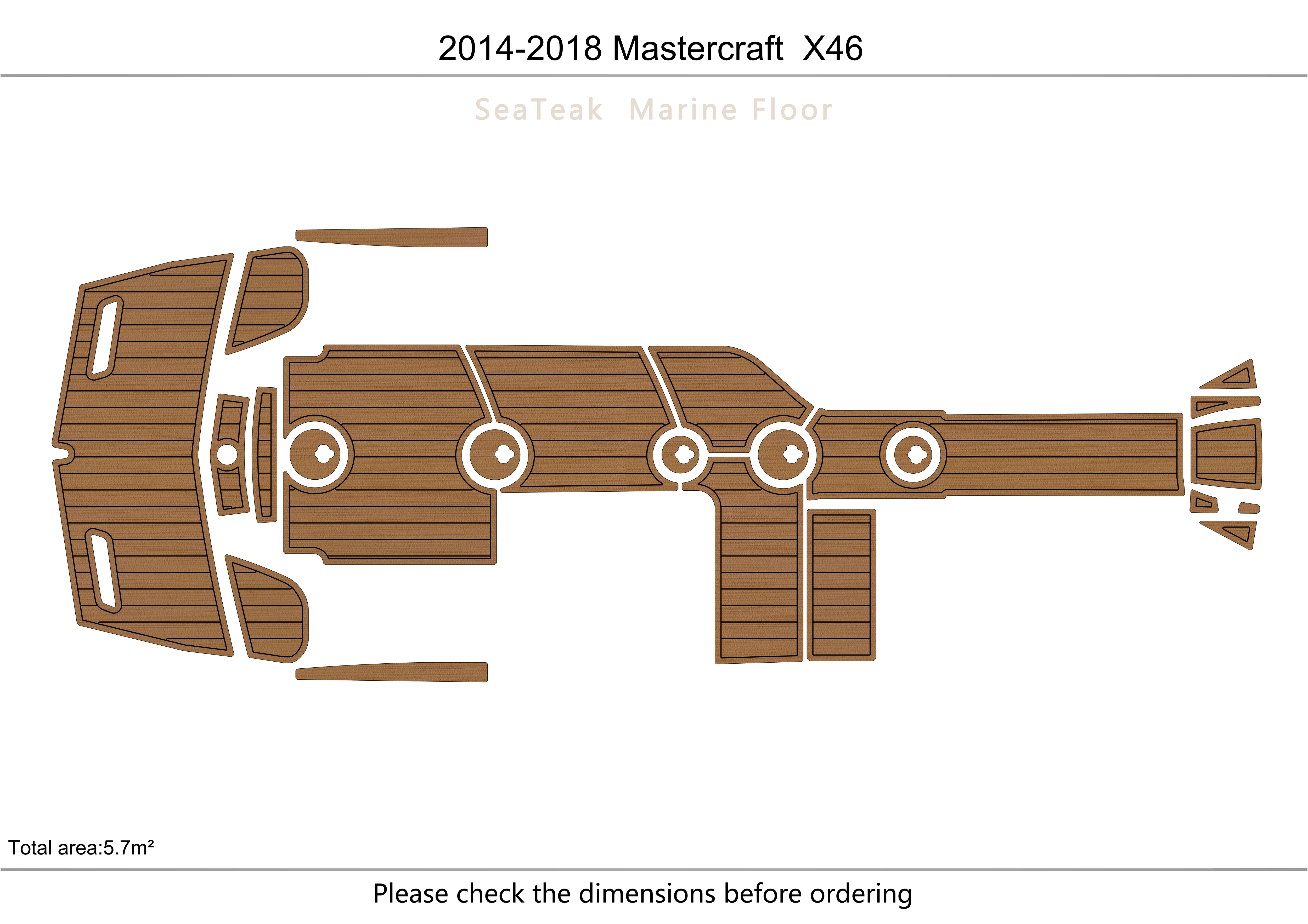 

2014-2018 Mastercraft X46 Cockpit swimming platform1/4" 6mm EVA fAUX carpet Water Ski Yacht Fishing Boat Non-slip mat floor