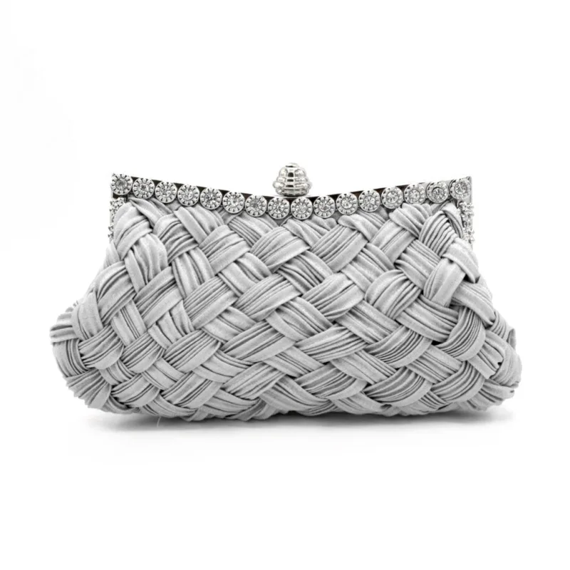 Hand-Woven Evening Bag Clutches Noble Women Dinner Banquet Rhinestone Purses Cocktail Party Prom Handbags Chain Shoulder Bag
