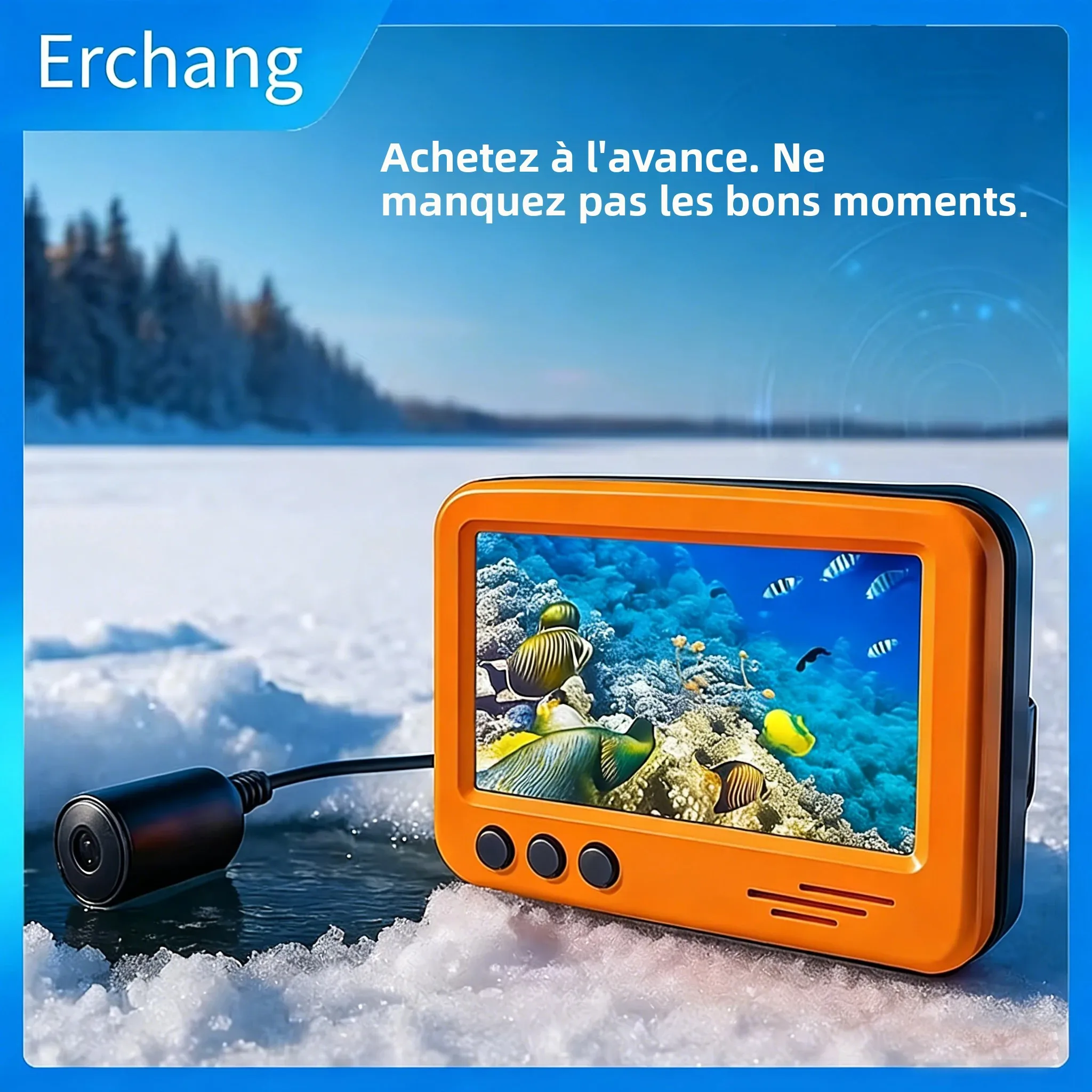 Caméra de pêche infrarouge Erchang étanche portable - Pour pêche hivernale et observation sous-marine des poissons