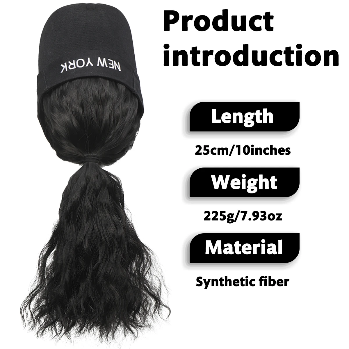 Synthetic empty top hat wig natural curly woman's head sun hat heat-resistant wig afro kinky curly Hair extension