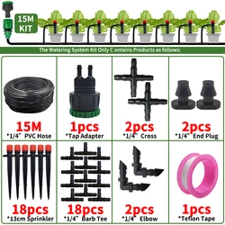 Automatic Garden Drip Irrigation System for Potted Plants & Greenhouses (15Meter-18sprinkler)