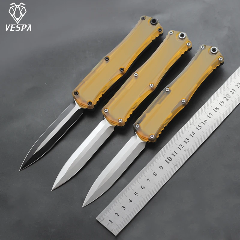 

VESPA New HER Knife Blade :390 Handle :PEI/ Aluminum, Outdoor Camping Survival EDC Hunting Tactical Tool Kitchen Knife