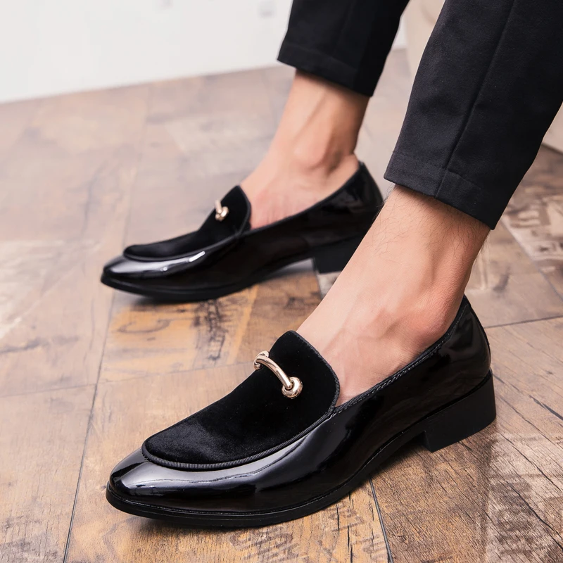 New Men Dress Shoes Shadow Patent Leather Luxury Fashion Groom Wedding Shoes Men Luxury italian style Oxford Big Size 48