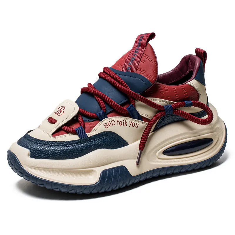 Fashion Platform Vulcanized Sneakers Men Korean Casual Shoes for Men Wear Resistant Street Style Men's Chunky Sneakers Shoes - 6