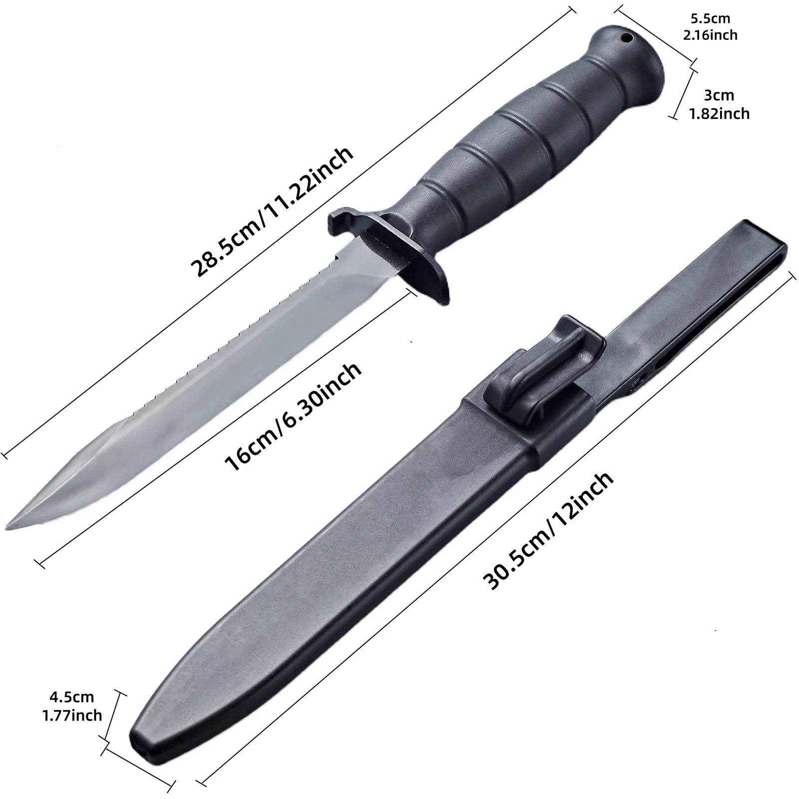 Coltello da allenamento in plastica con manico in nylon e lama in TPE, include fodero, sicuro per addestramento militare, cosplay, oggetti di scena per Halloween - immagine 2