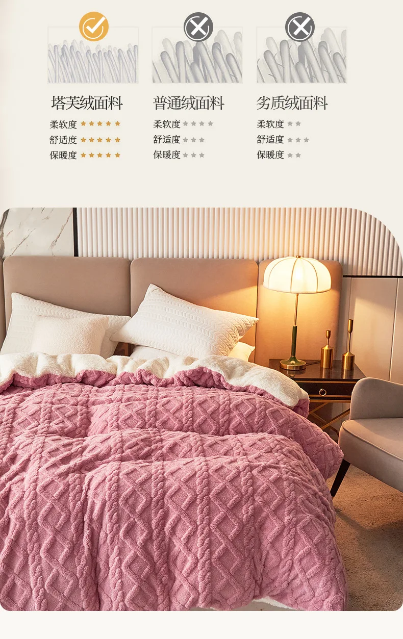 Description Picture 6 of itemDual Use Artificial Cashmere Duvet Cover Winter Warm Plush Quilt Cover Blanket Warmth Double-sided Fleece Comforter Covers Soft