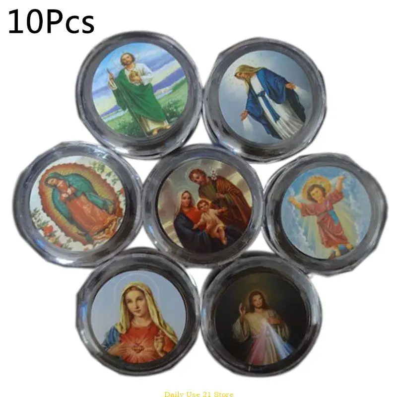 십자가 종교 Ne를위한 둥근 구슬을위한 10pcs 플라스틱 저장 상자 가톨릭 묵..
