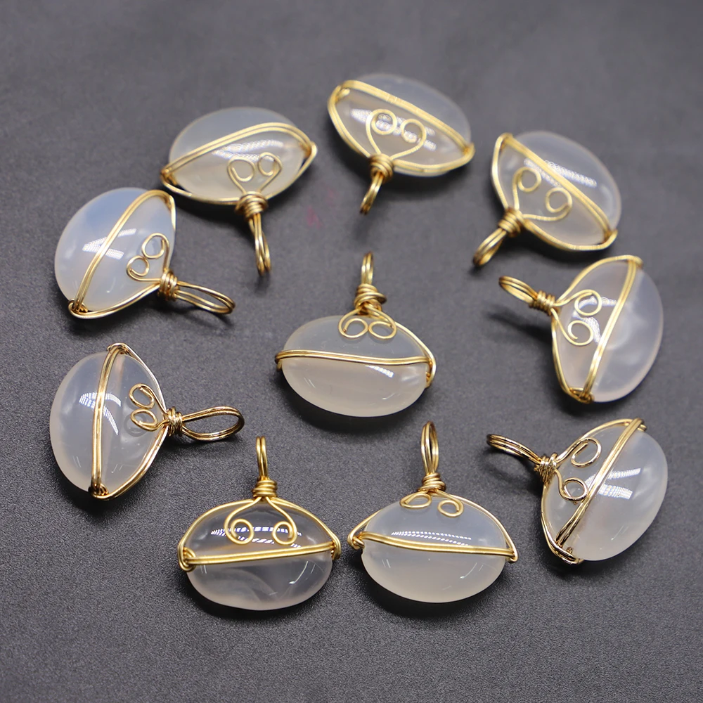 10P/Lot Free Shipping Natural Stone Agate Winding Egg Pendant Handmade Creative Necklace Diy Charm Jewelry Accessories Wholesale