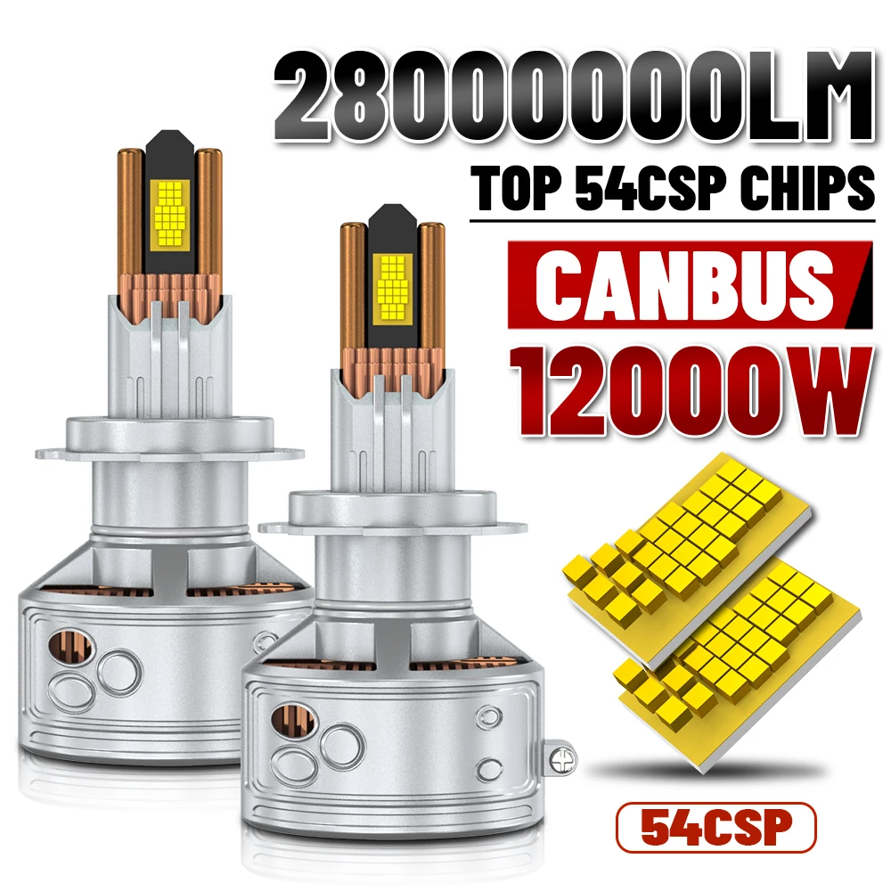 12000W H4 H7 LED ไฟหน้า H1 H11 H8 9005 HB3 9006 HB4 28000000LM 9054 ซีเอสพี แคนบัส 32 ท่อทองแดงโคมไฟรถยนต์เทอร์โบไฟตัดหมอก 6000K 1