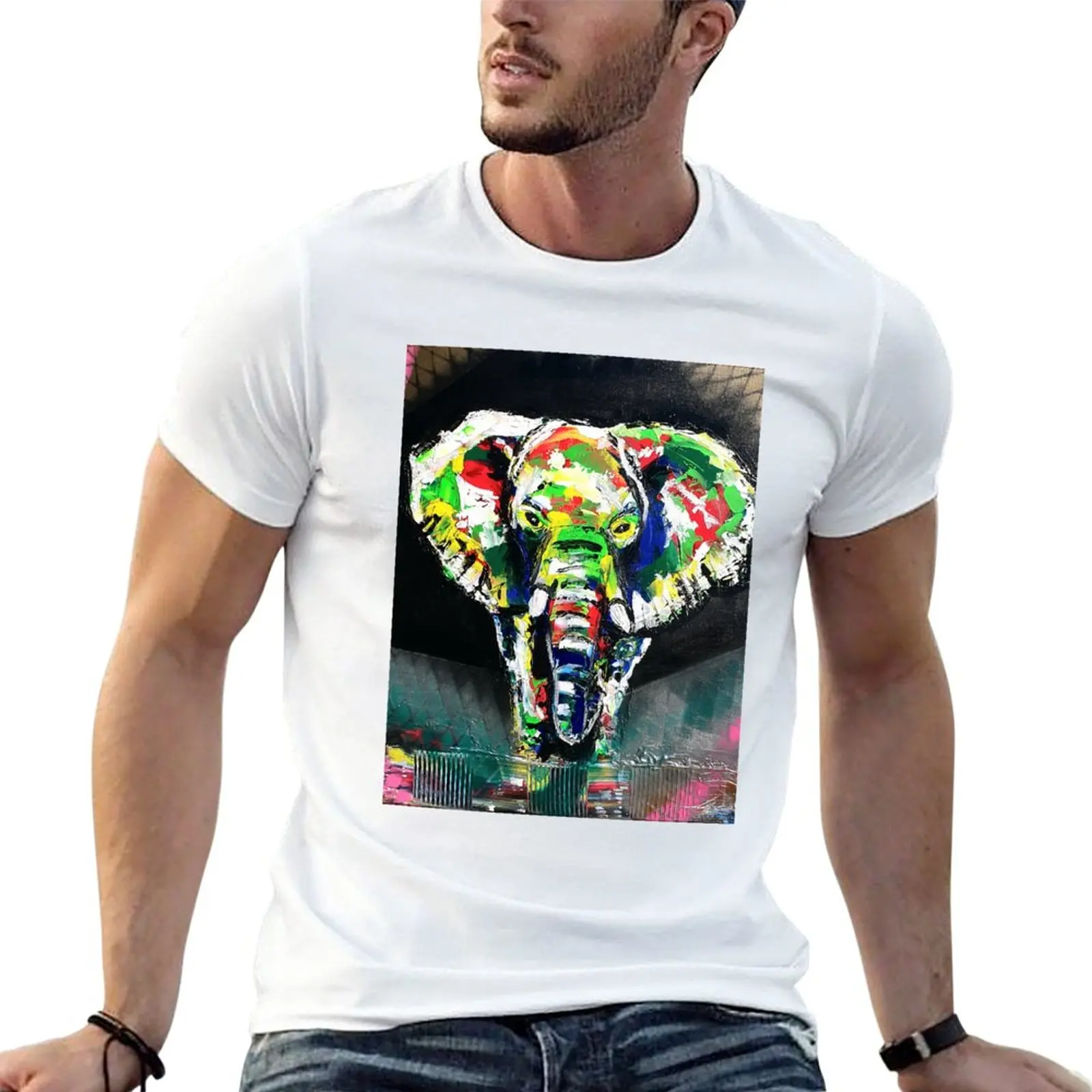 

New Circus Elephant T-Shirt kawaii clothes plain t-shirt heavy weight t shirts for men